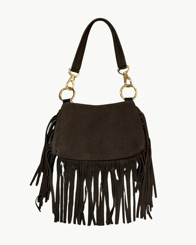 TINA FRINGE BAG IN BROWN SUEDE