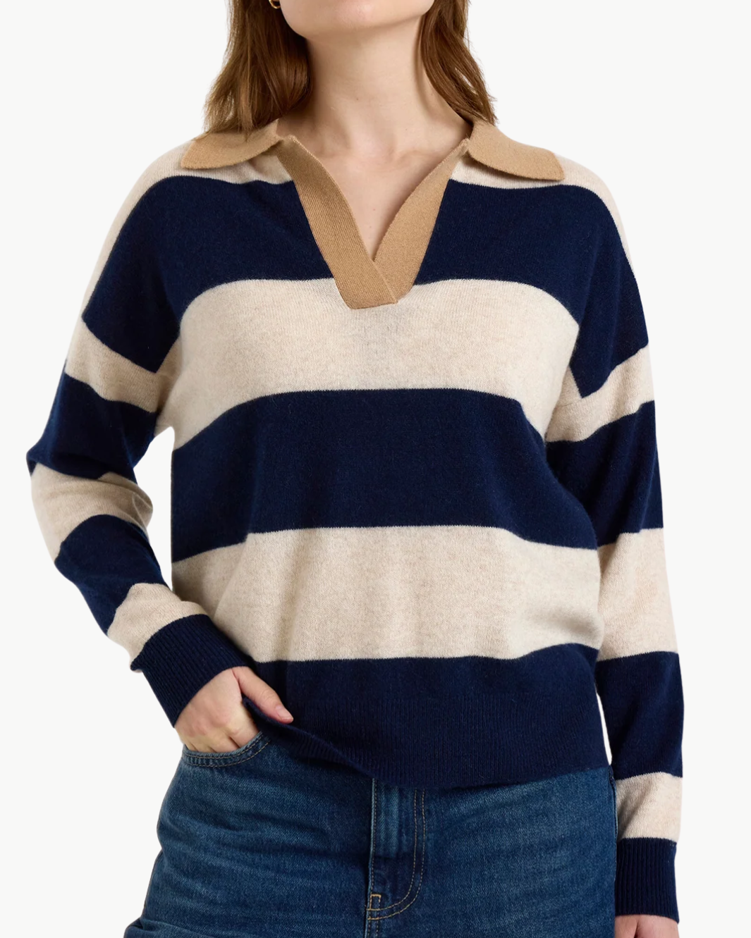 RUBY RUGBY CASHMERE POLO IN NAVY