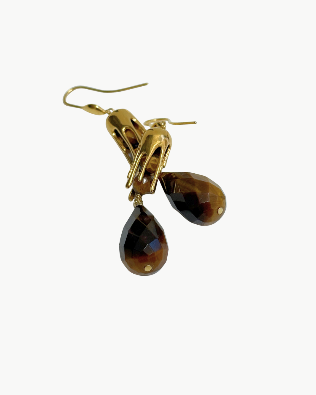 TEARDROP EARRING IN TIGER'S EYE