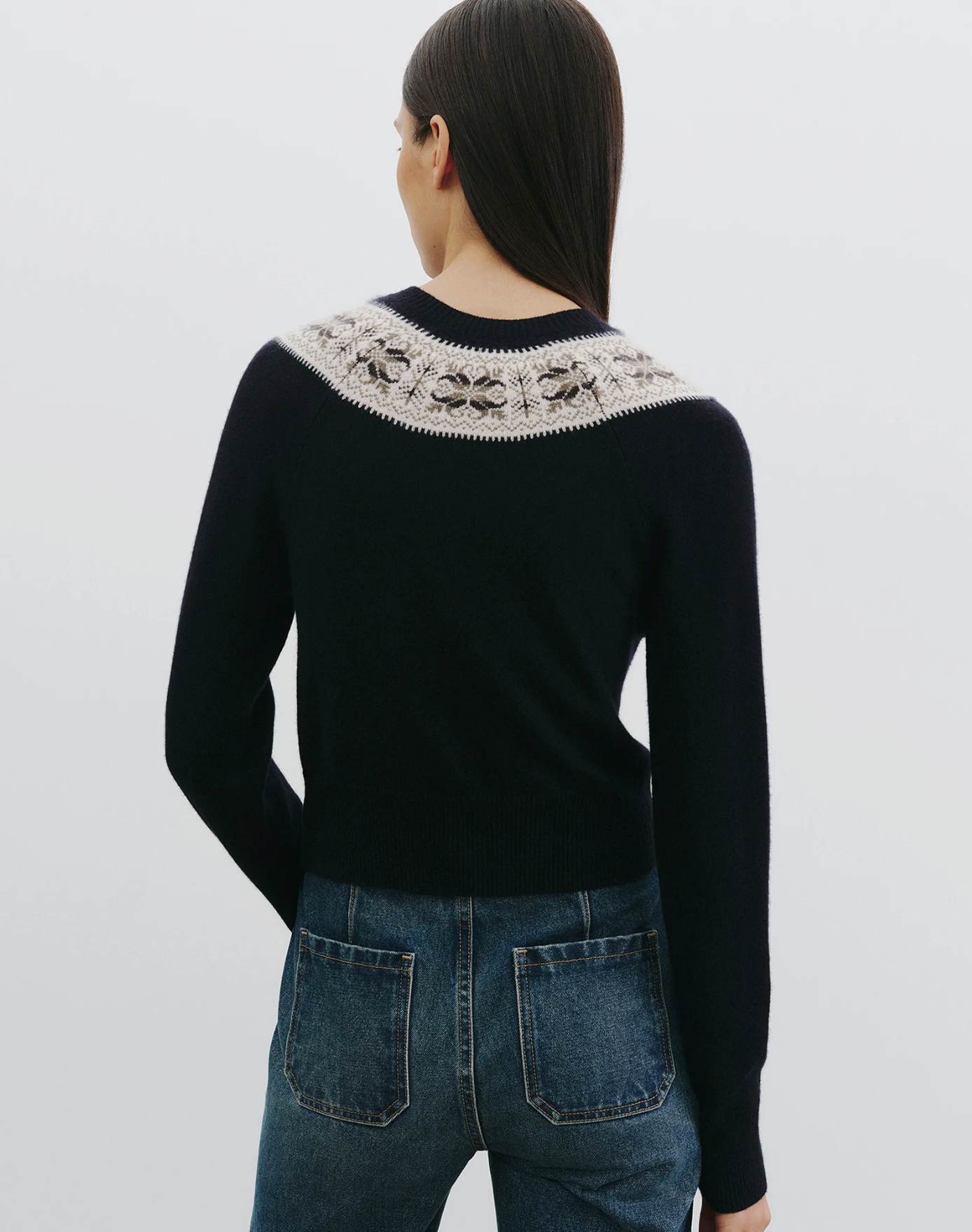 JOSEFA CARDIGAN IN DARK NAVY FAIR ISLE - Romi Boutique