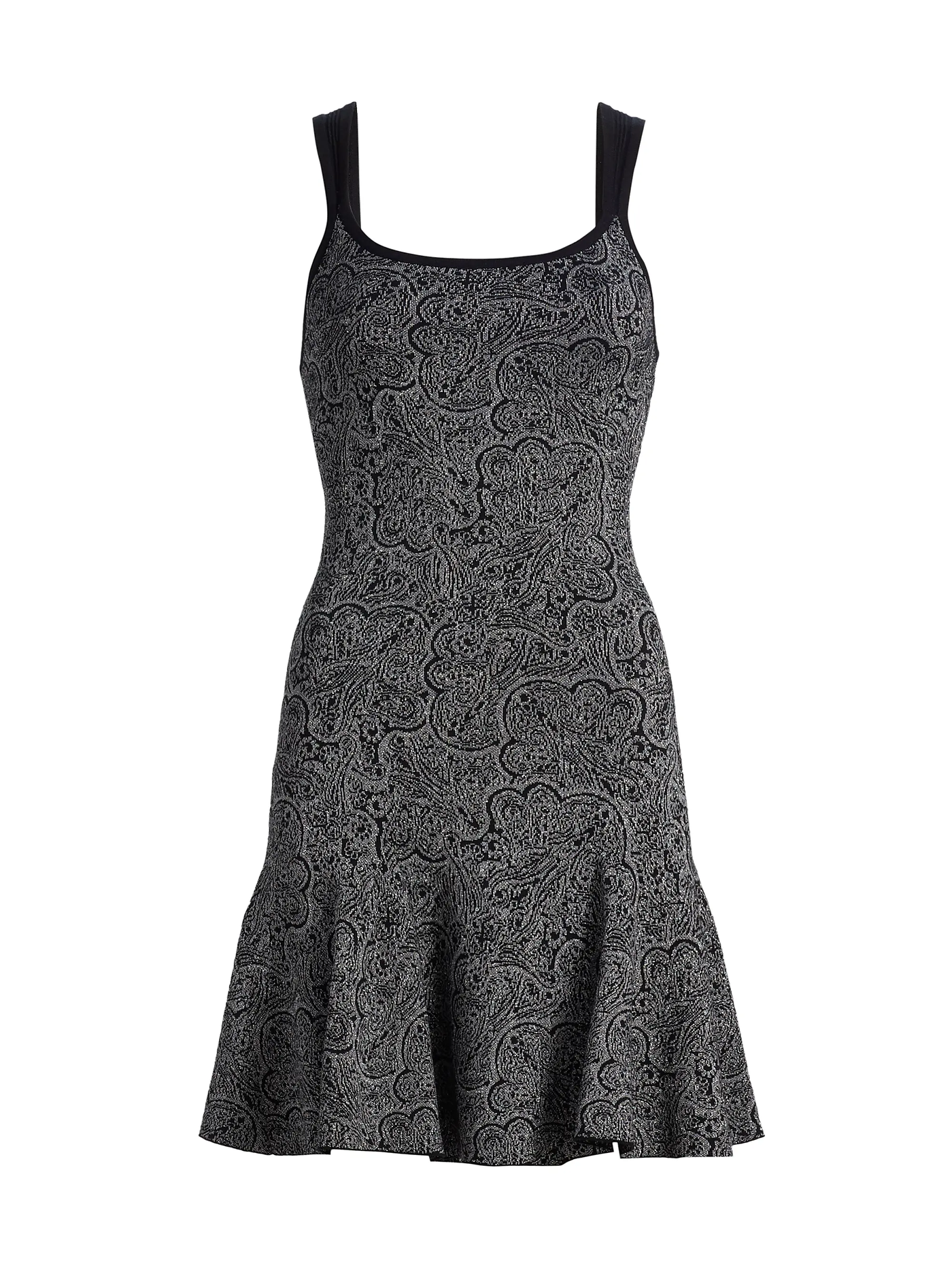 LIDIA SLEEVELESS METALLIC SWEATER MINI DRESS IN PLATINUM JACQUARD