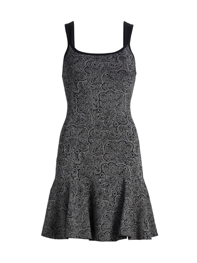 LIDIA SLEEVELESS METALLIC SWEATER MINI DRESS IN PLATINUM JACQUARD