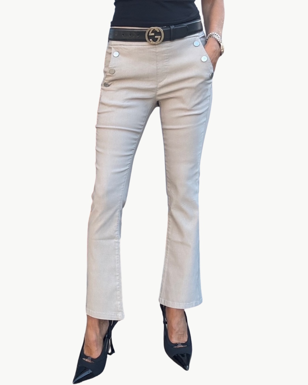 Bevy Flog Sofia Cropped Pant at Romi Boutique