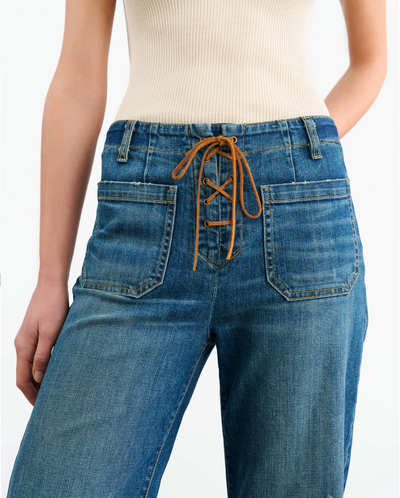 FLORENCE LACE UP JEAN IN CLASSIC WASH