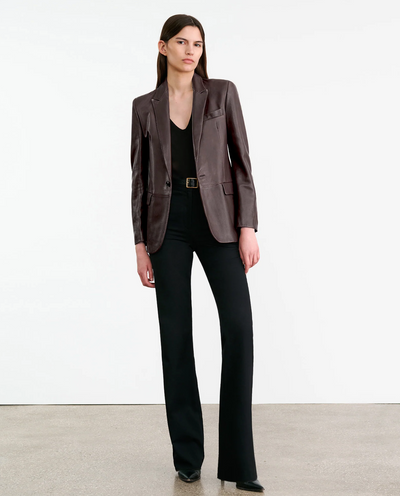 BELMONDE LEATHER TAILORED JACKET IN BORDEAUX