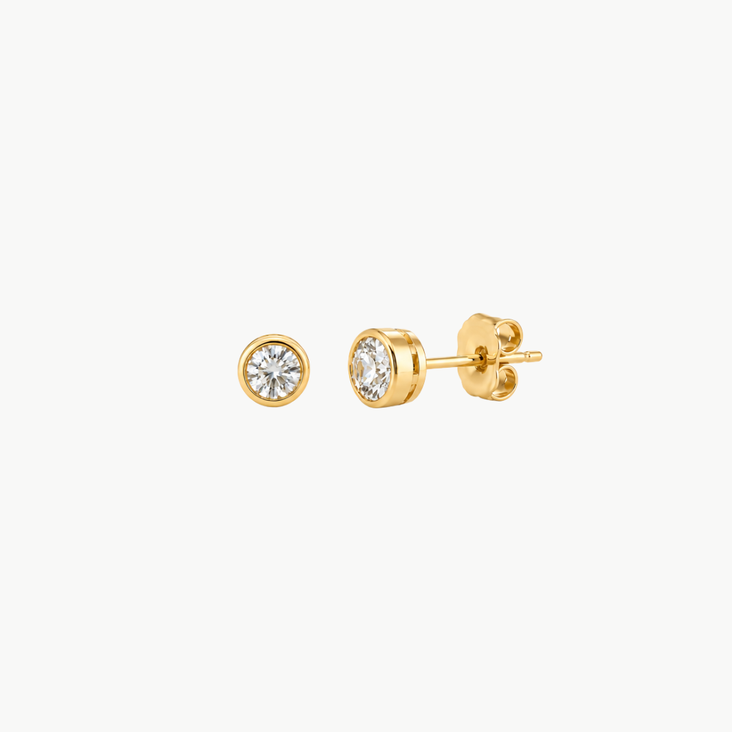 Emerson Stone Solstice Petite Bezel Diamond Studs at Romi Boutique