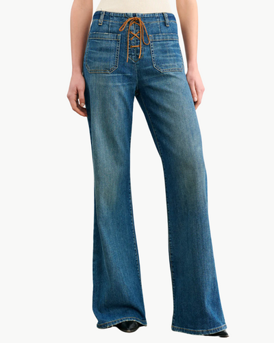 FLORENCE LACE UP JEAN IN CLASSIC WASH