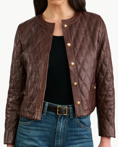 AMY LEATHER JACKET IN BORDEAUX