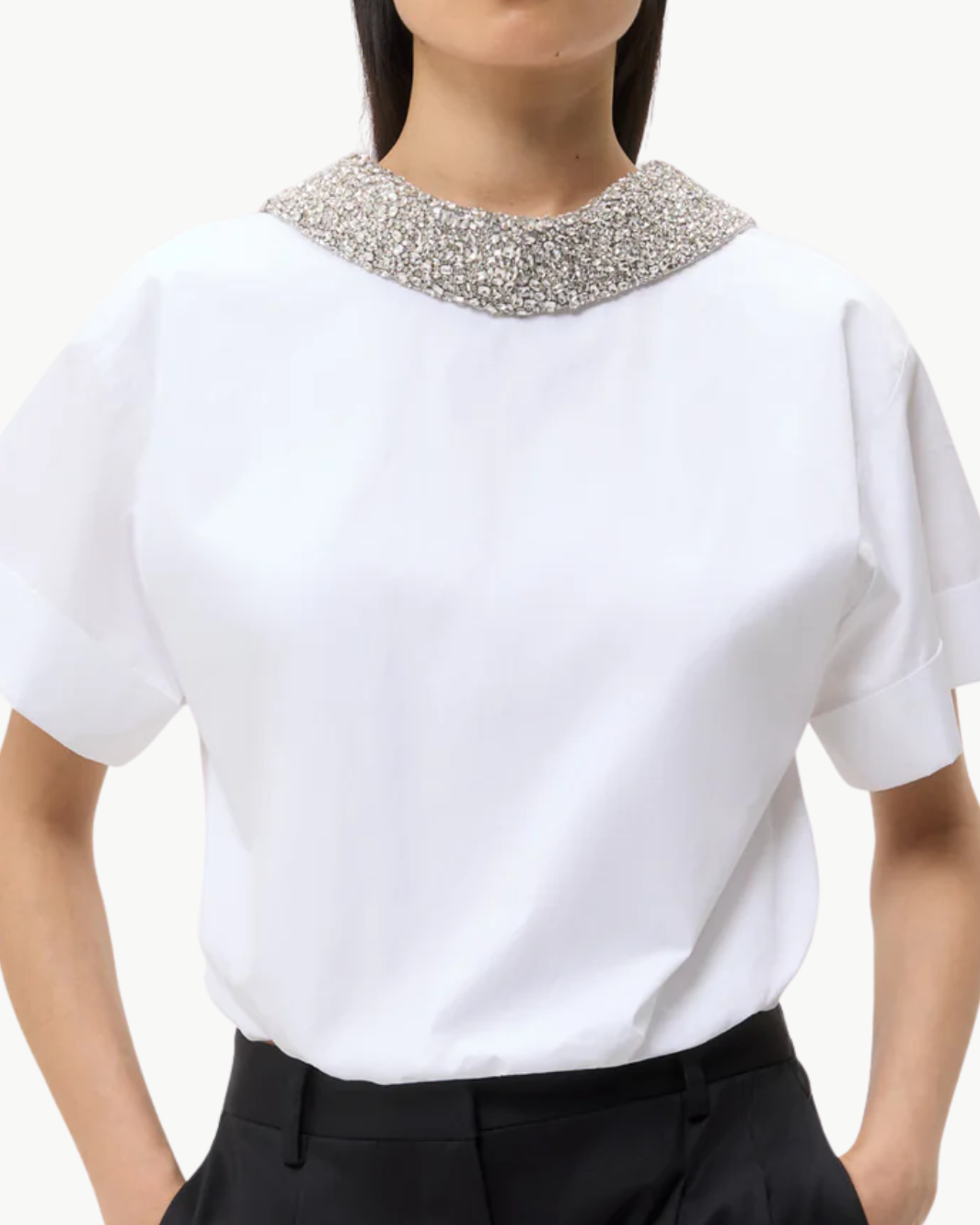 FOREVER AND ALWAYS W/ CRYSTAL COLLAR IN WHITE