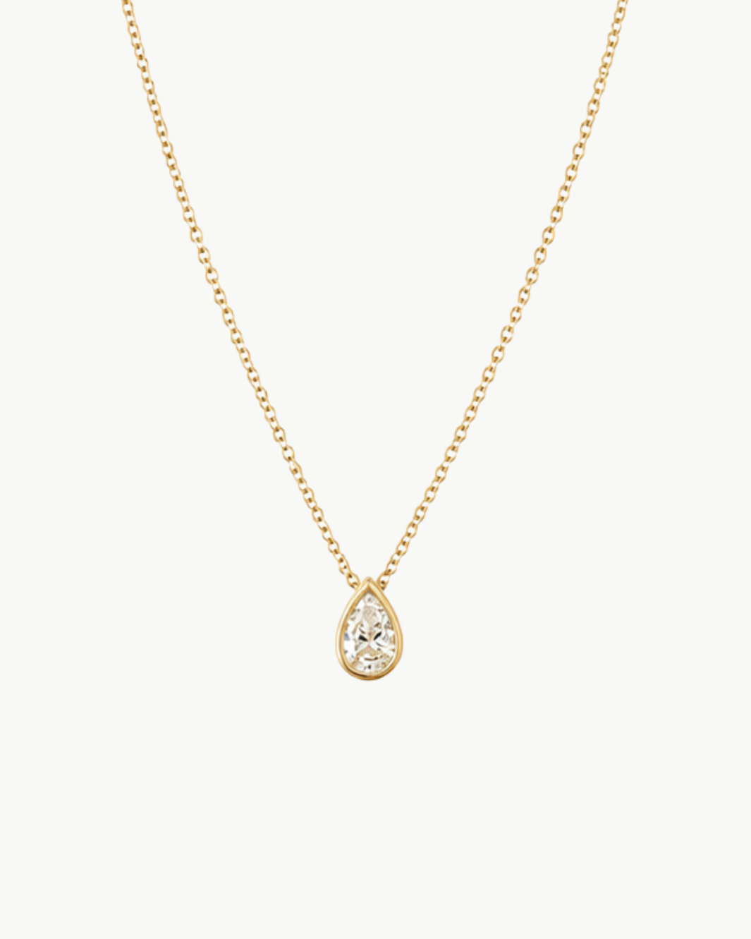 Floating Pear Bezel Diamond Necklace