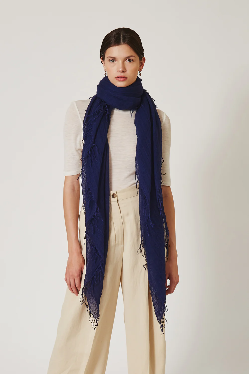 MEDIEVAL BLUE CASHMERE AND SILK SCARF