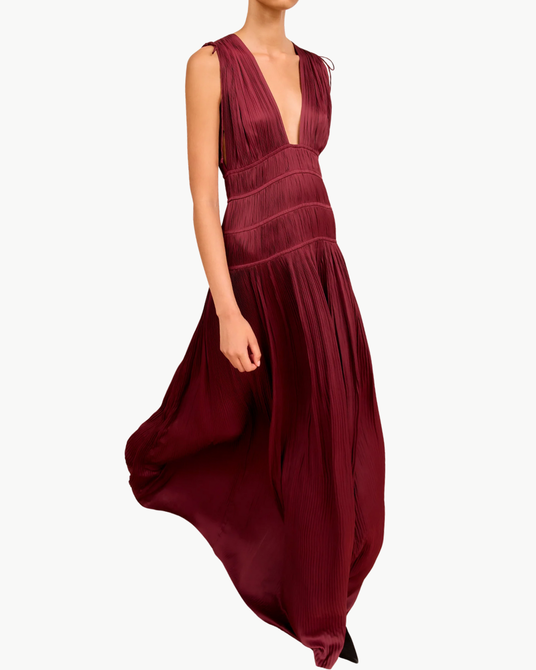 TASNEEM DEEP V GOWN IN CLARET