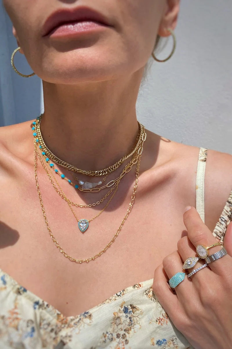 SUGAR DADDY NECKLACE IN TURQUOISE - Romi Boutique