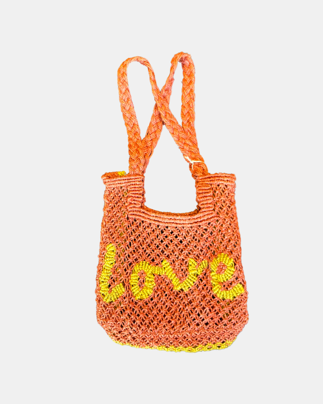 STELLINA LOVE JUTE BAG IN PEACH - Romi Boutique