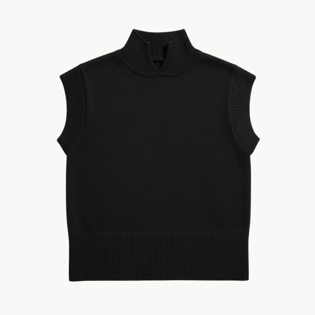 CASHMERE SLEEVELESS MOCK NECK