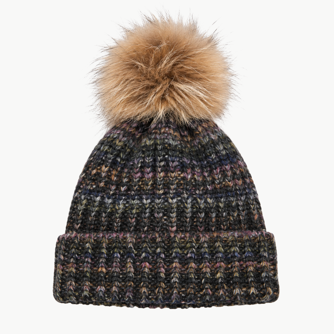 Space Dye Beanie W/ Fur Pom Pom