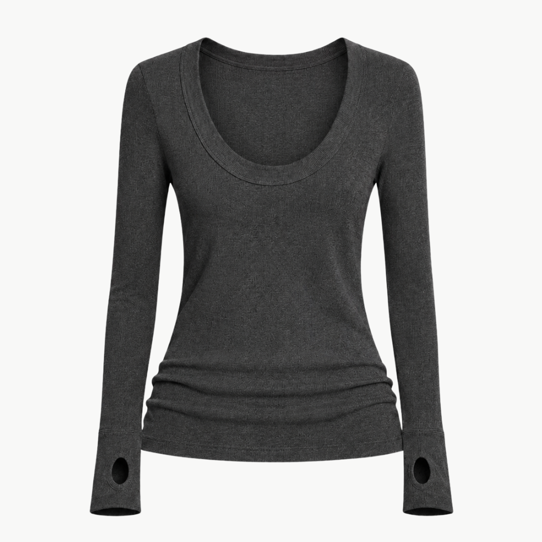 Cashmere Easy Cuffed U Top