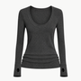 Cashmere Easy Cuffed U Top