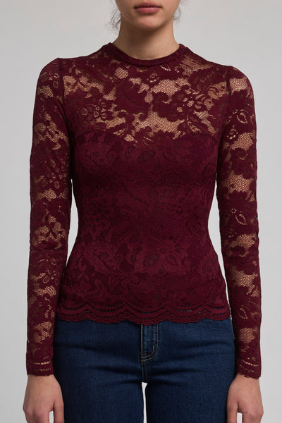 CLAYTON LACE TOP IN CABERNET