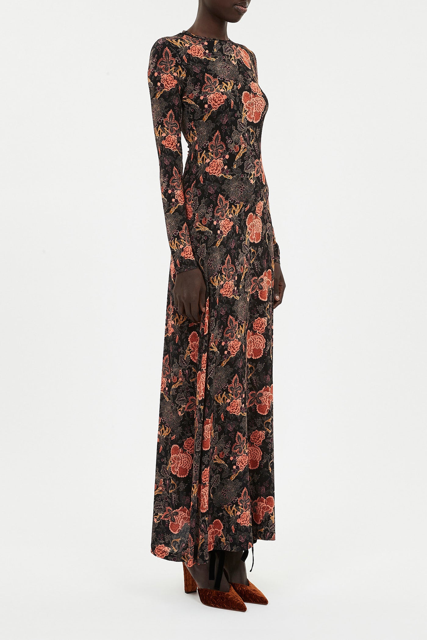AMARI JERSEY LONG SLEEVE DRESS IN NIGHT LILY