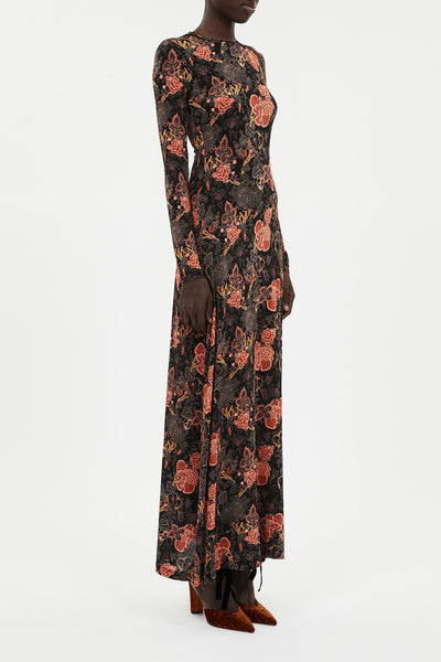 AMARI JERSEY LONG SLEEVE DRESS IN NIGHT LILY