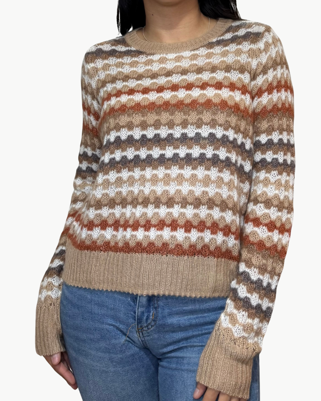 Autumn Cashmere MULTI COLOR FANCY STITCH CREW at Romi Boutique