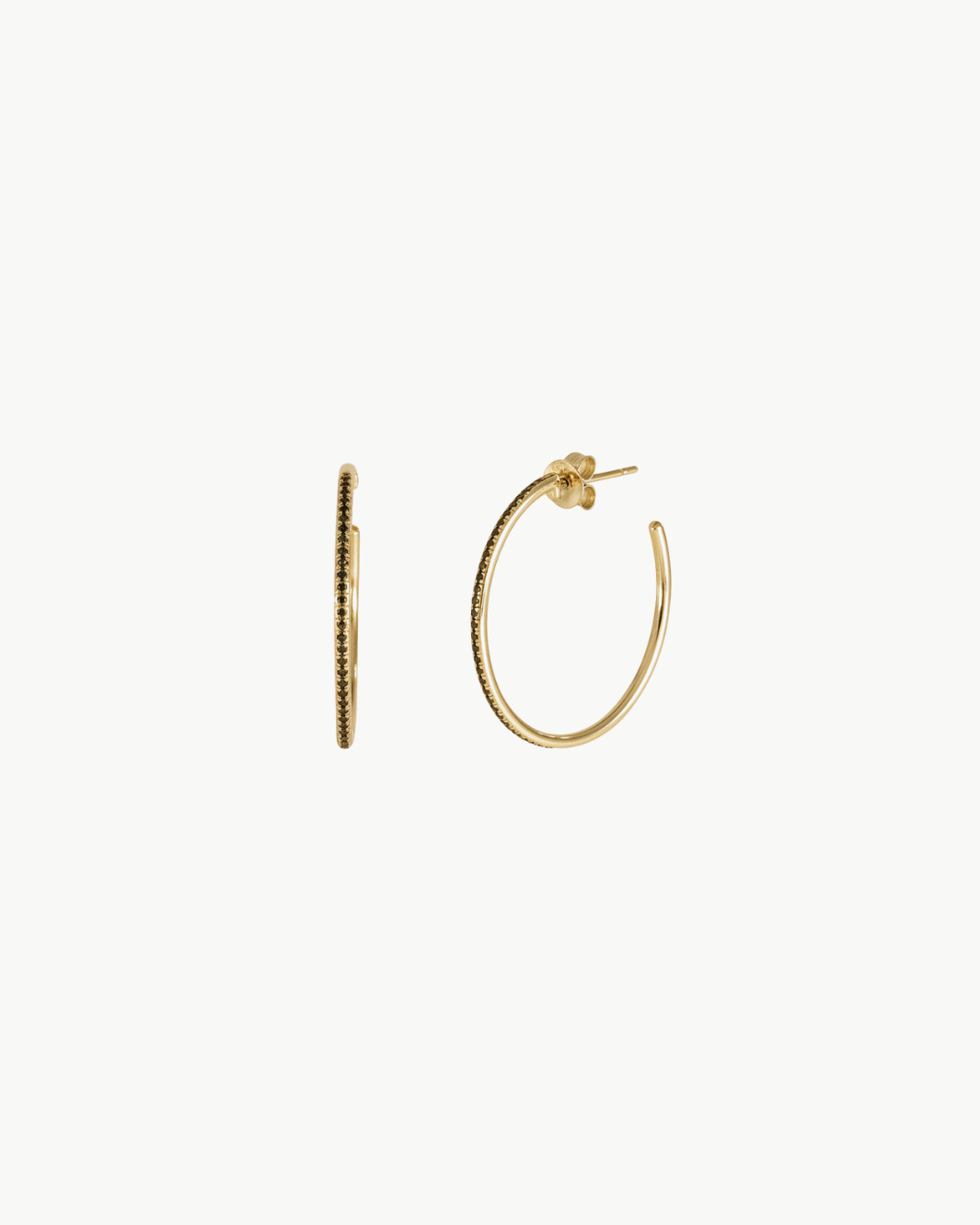 BLACK DIAMOND ESSENTIAL HOOP EARRING IN 14K YELLOW GOLD - Romi Boutique