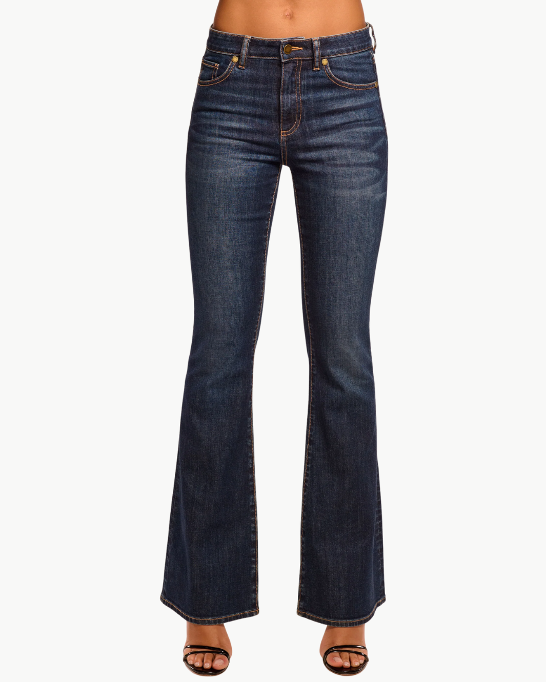 HELENA 5-POCKET FLARE JEAN IN DARK RINSE - Romi Boutique