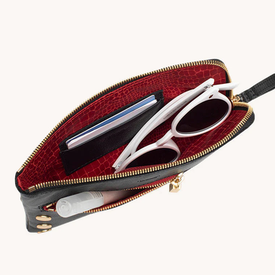 NASH SMALL IN BLACK/BRUSHED GOLD RED ZIP