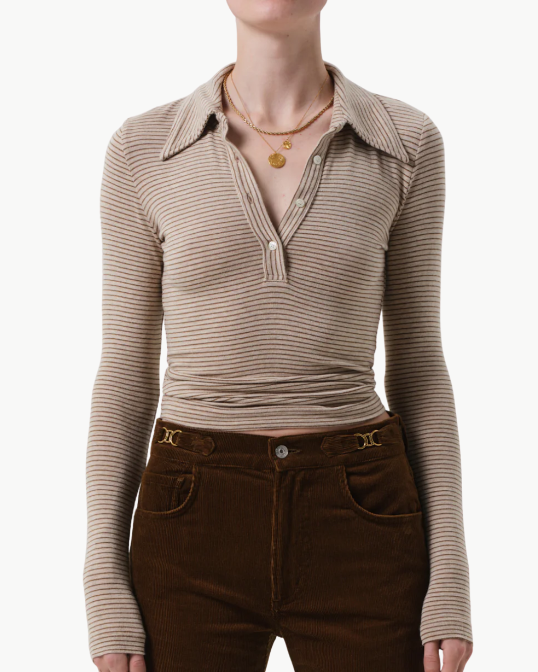 SHAEA POLO IN CHILTERN OATMEAL STRIPE
