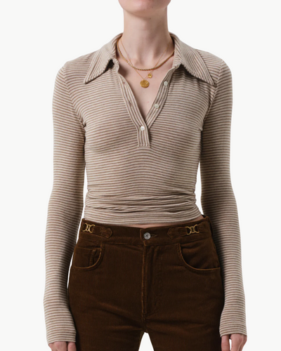 SHAEA POLO IN CHILTERN OATMEAL STRIPE