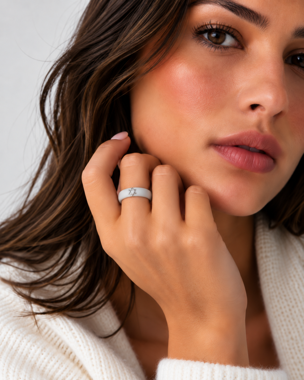 Sterling Silver Star of David Silicone Ring