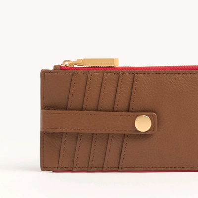 210 WEST IN MAHOGANY PEBBLE/BRUSHED GOLD RED ZIP