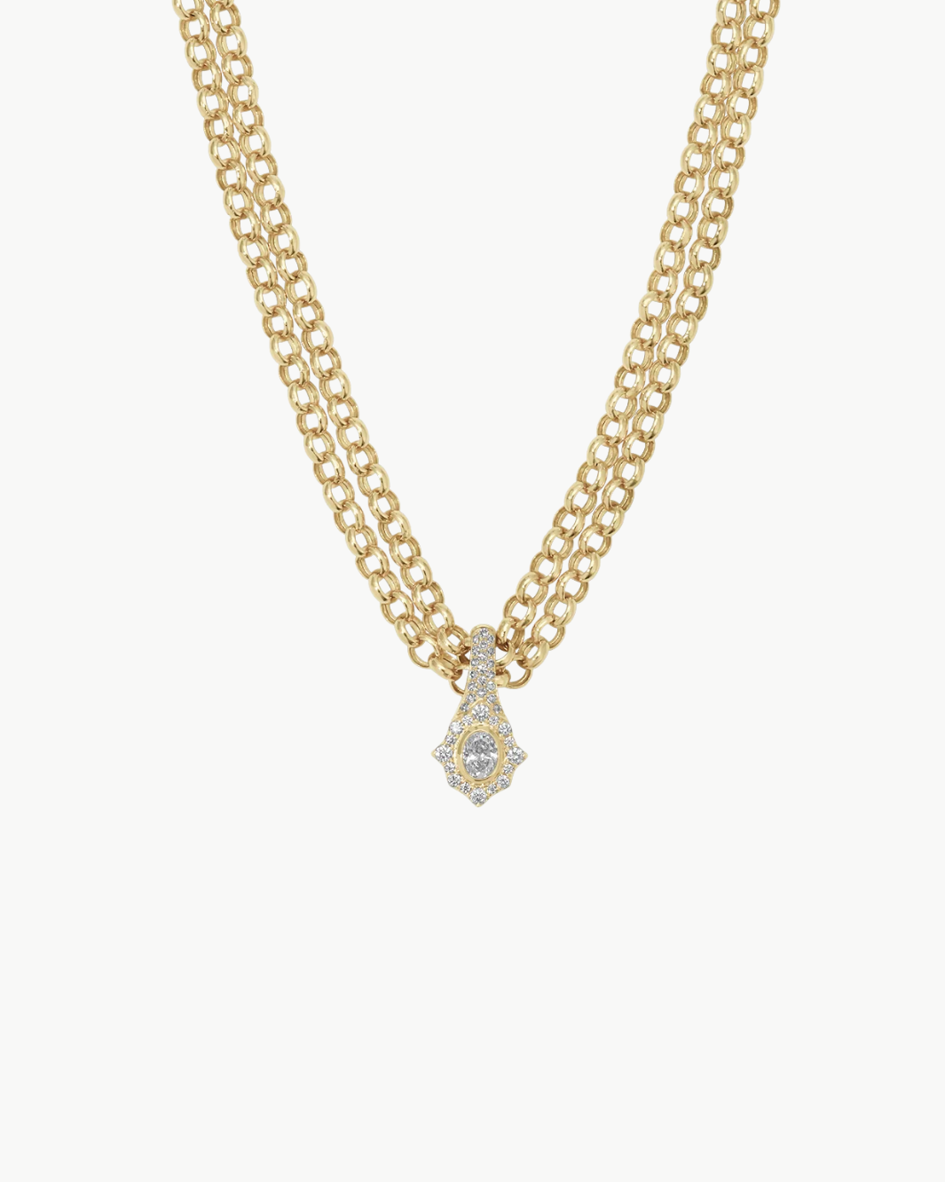 DIAMOND DAPHNE DOUBLE CHAIN NECKLACE IN 14K YELLOW GOLD