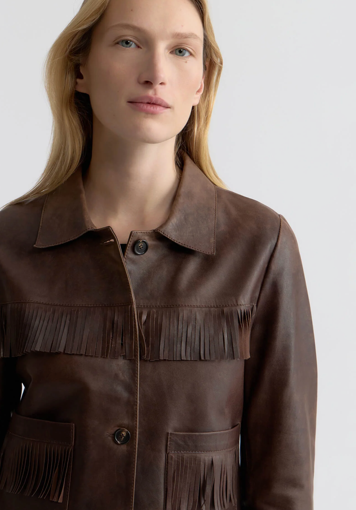 Nili Lotan Lazare Fringe Leather Jacket at Romi Boutique