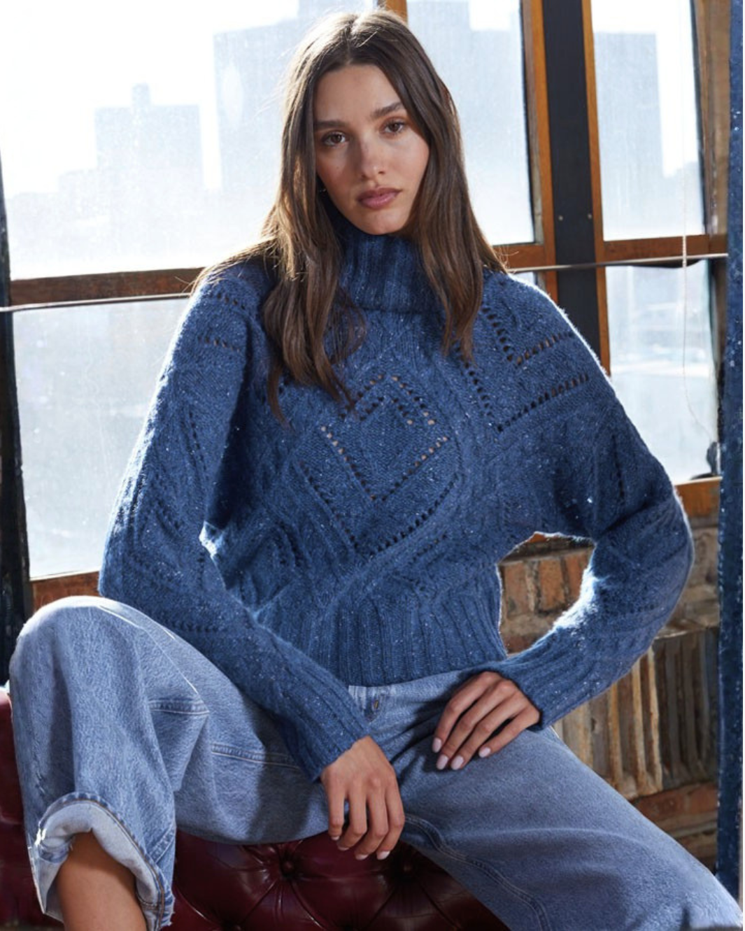 Autumn Cashmere Chunky Diamond Stitchery Cowl at Romi Boutique