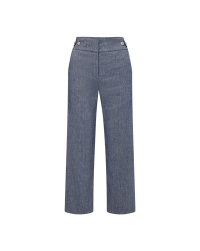 AUBRIE LINEN PANT IN BLUE MELANGE