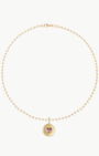 Alexa Leigh PINK HEART CHARM NECKLACE IN GOLD at Romi Boutique