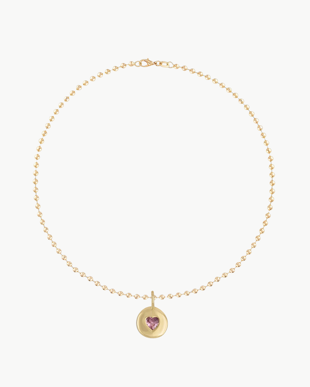 Alexa Leigh PINK HEART CHARM NECKLACE IN GOLD at Romi Boutique