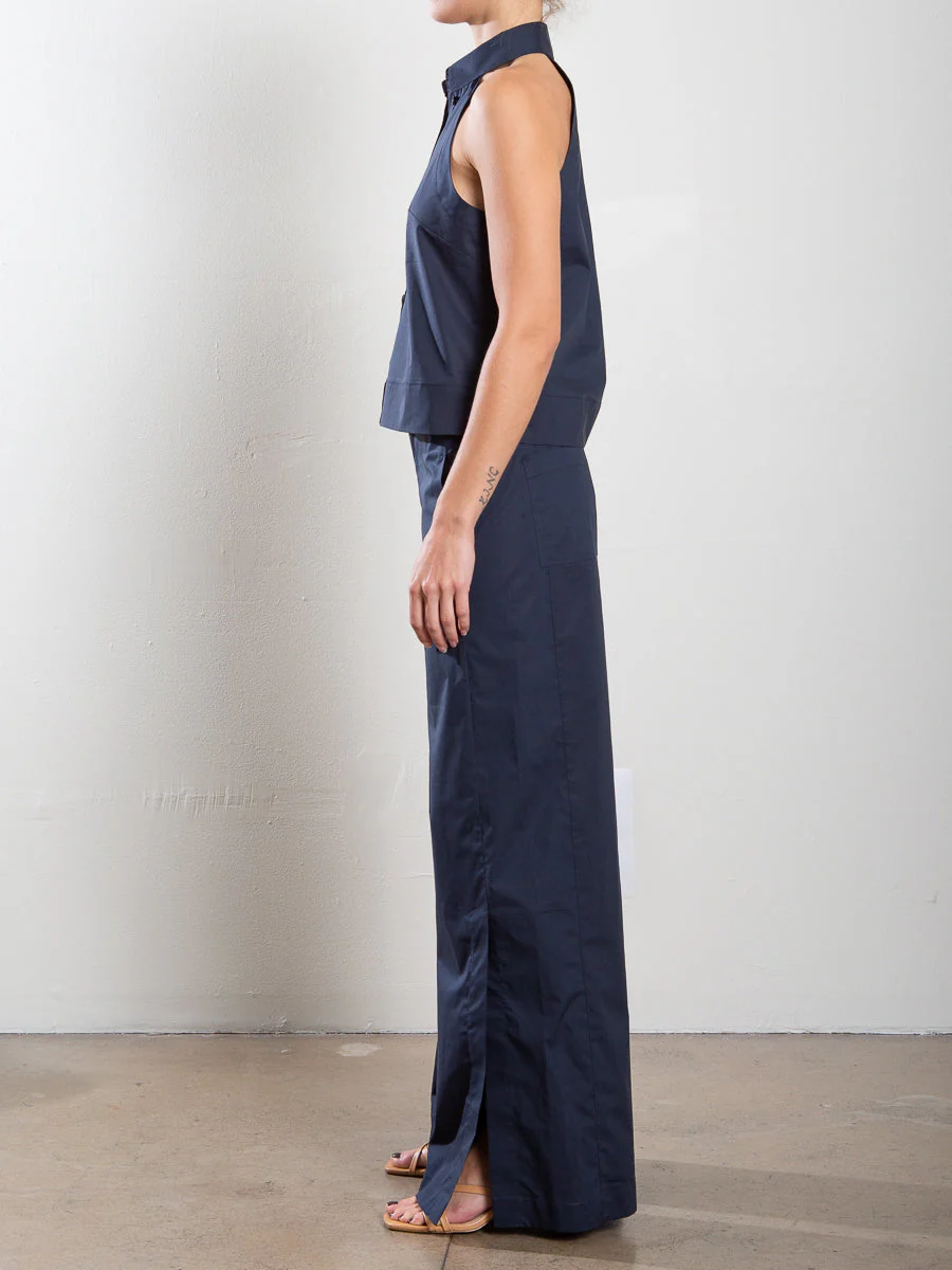 PHARAOH LENNOX PANT IN ITALIAN POPLIN IN INK at Romi Boutique