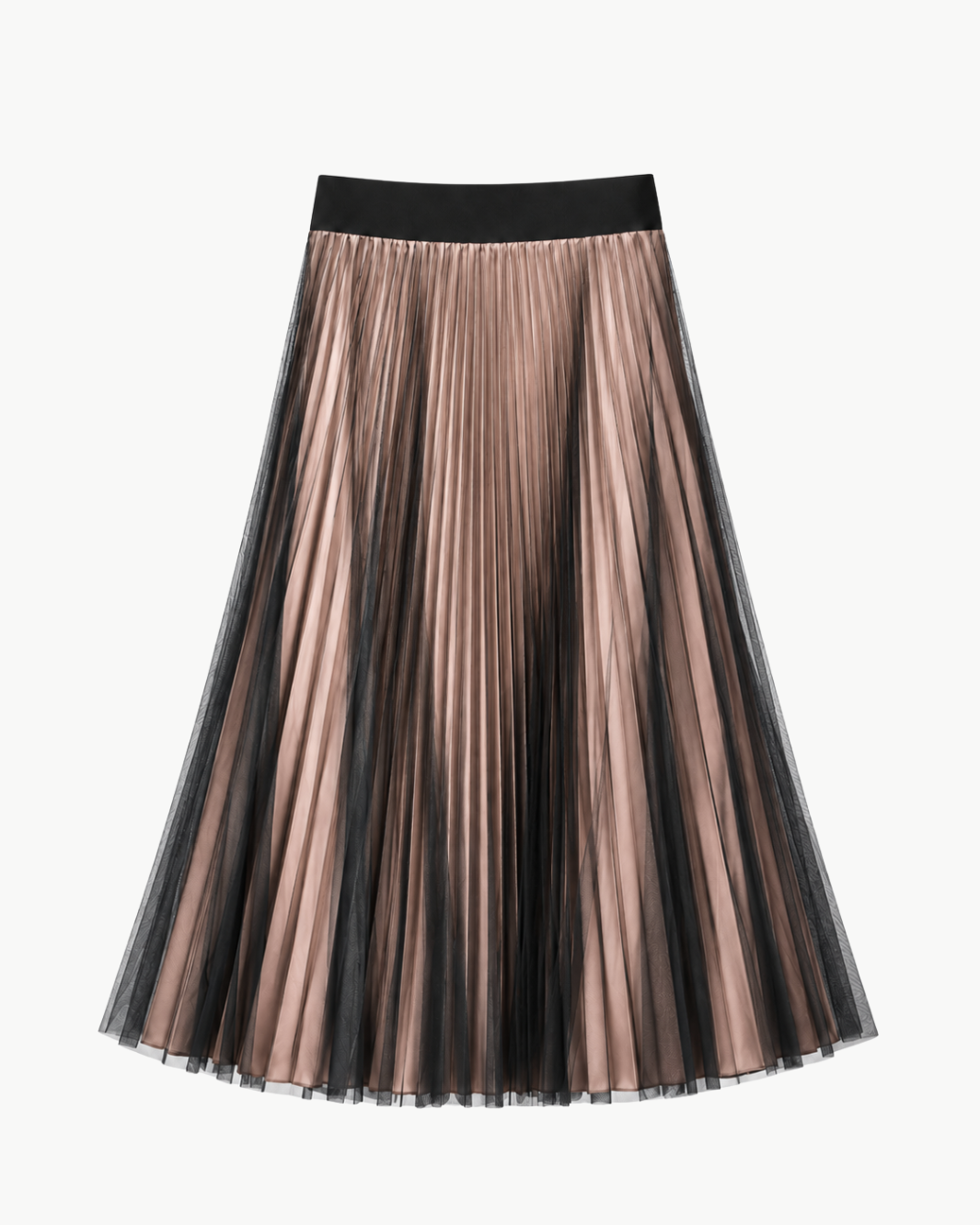 Classic Satin Skirt with Mesh Overlay