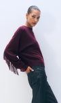 White & Warren Cashmere Blend Luxe Fringe Crewneck at Romi Boutique