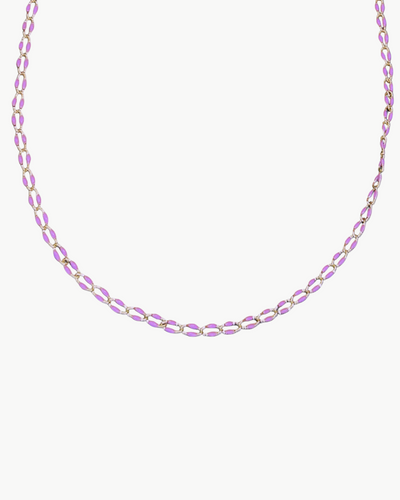 OVAL LINK NECKLACE IN LILAC - Romi Boutique