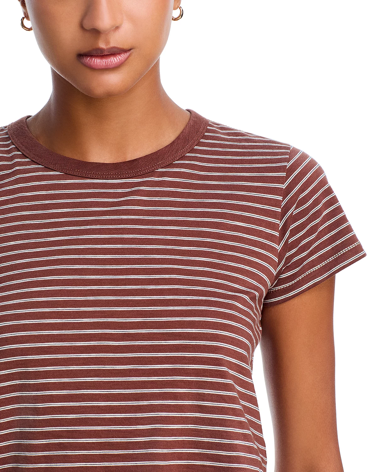 THE SLUB STRIPED TEE IN BROWN MULTI