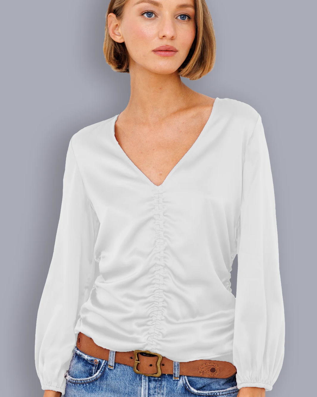 Go Silk GO SCRUNCH TOP at Romi Boutique