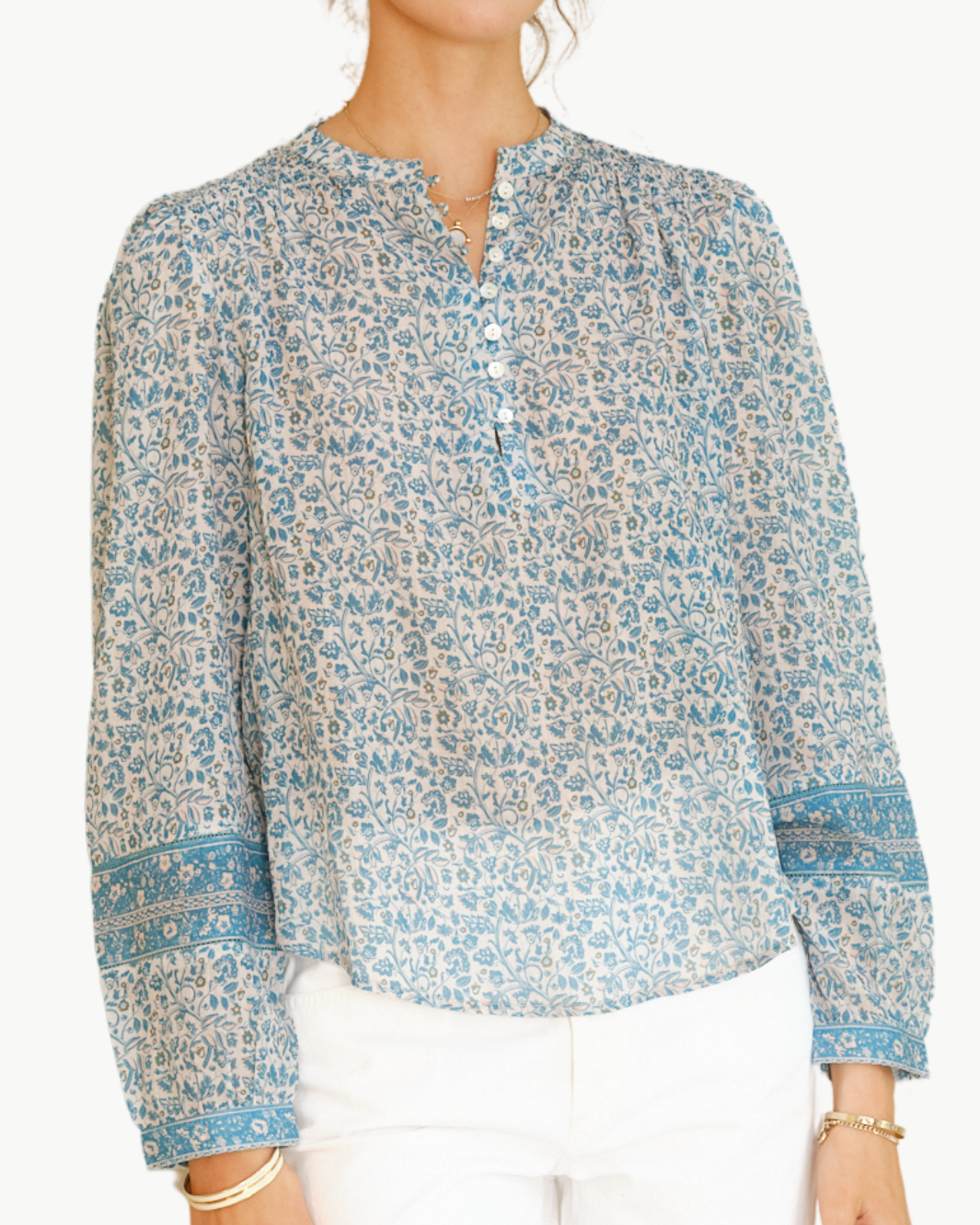 NOLA PRINT TOP IN BLUE