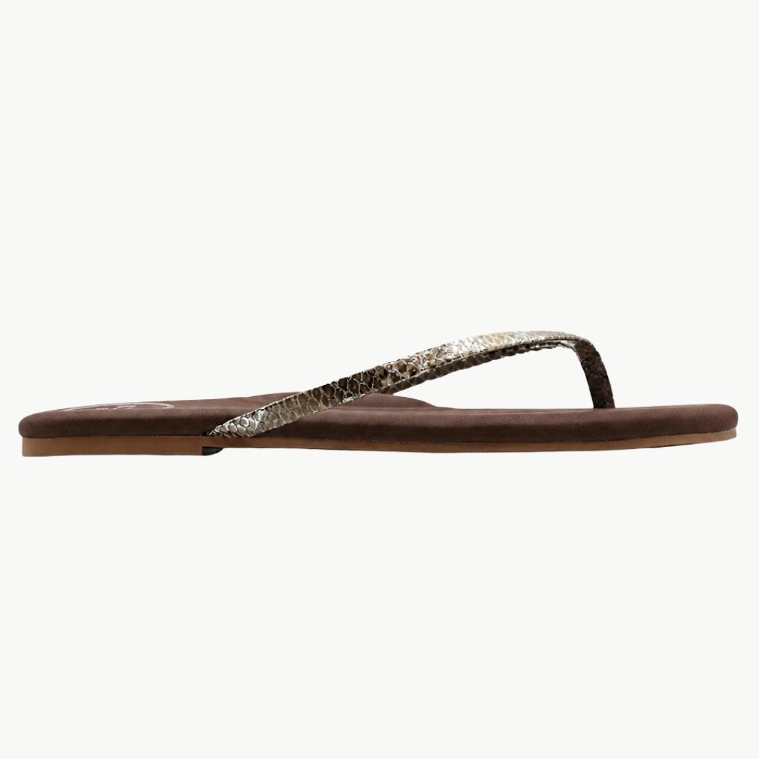 Solei Sea Copa Brown With Lizard Print Sandal at Romi Boutique