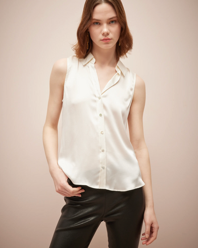 EMMY SLEEVELESS BLOUSE IN IVORY - Romi Boutique