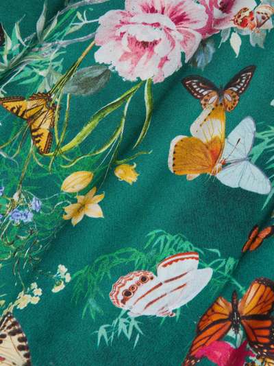 SAYLA SILK GOWN IN BOTTLE GREEN MULTI CHARONDA BUTTERFLY