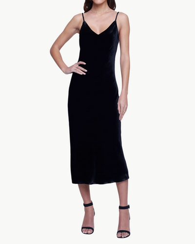 SERIDIE MID LENGTH SLIP DRESS IN BLACK